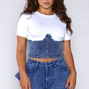 Thrill Jeans Dark Wash Under Corset Denim T-shirt